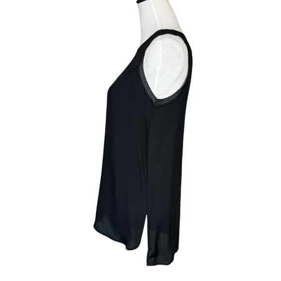 Vince Black Silk Blend Sheer Chiffon Relaxed Sleeveless Layering Tank Top - Picture 3 of 6